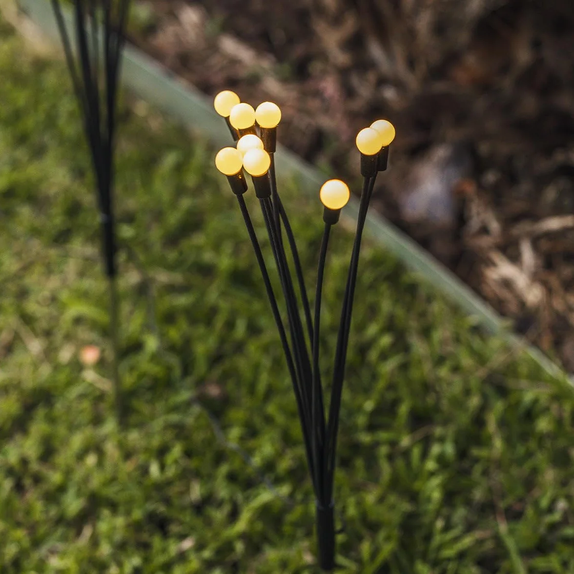 Lot de 4 torches solaires à boules lumineuses LYRA LED blanc chaud H73cm