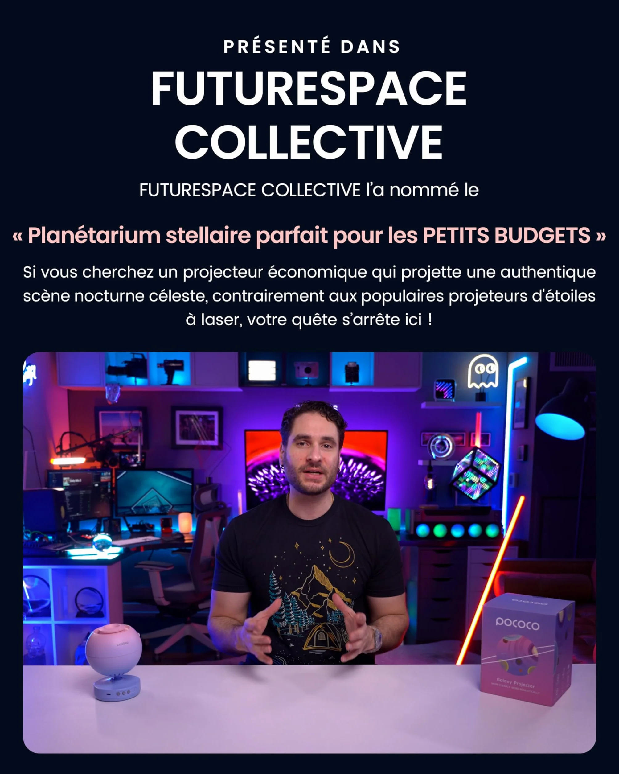 POCOCO Projecteur ciel étoile galaxie planétarium avec 2 disques pour chambre décoration sommeil relaxation