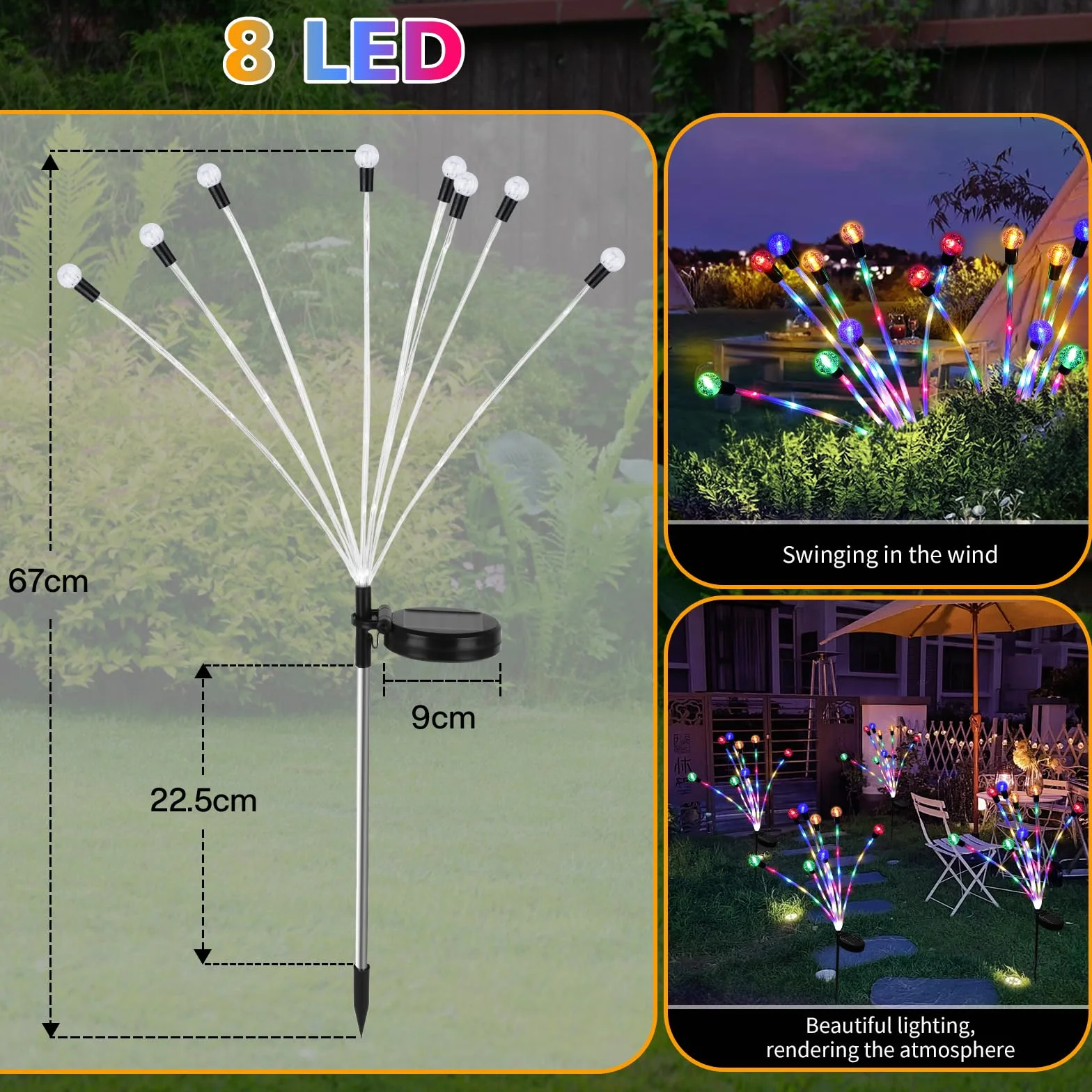 Joltix Lumière Solaire Lucioles 32 LEDs Lampe Solaire Extérieure Étanche Lampes Jardin Firefly Décoration Tête de Bulle