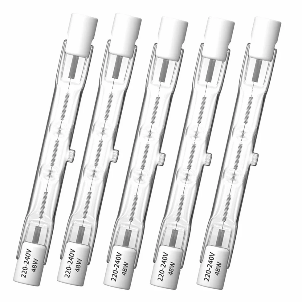 Klarlight R7s 78mm Ampoules Halogènes 48W Blanc Chaud 2800W Ampoule de Type J Dimmable Linéaire à Double Extrémité, Paquet de 5