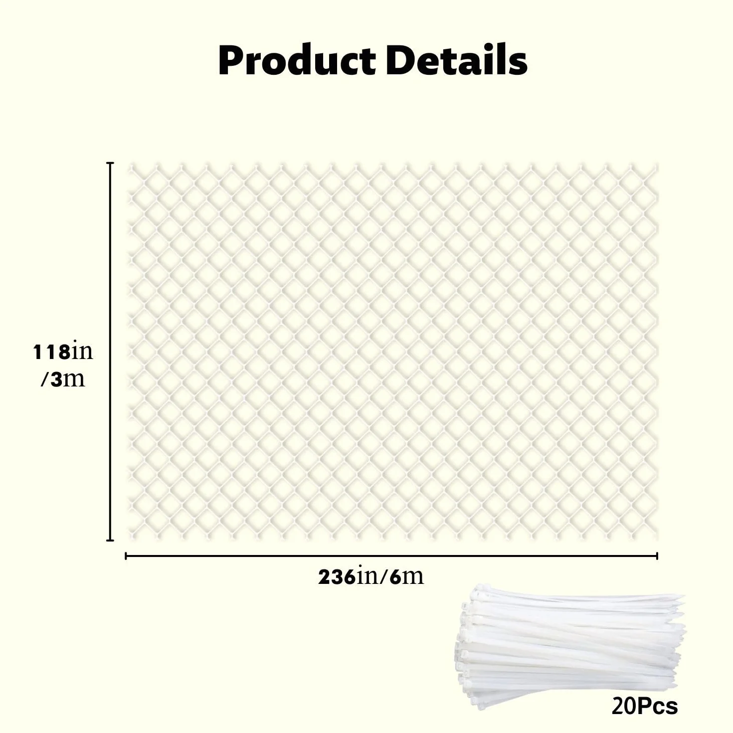 Filet pour Chat de Balcon 6x3m sans perçage Nylon Haute résistance Blanc