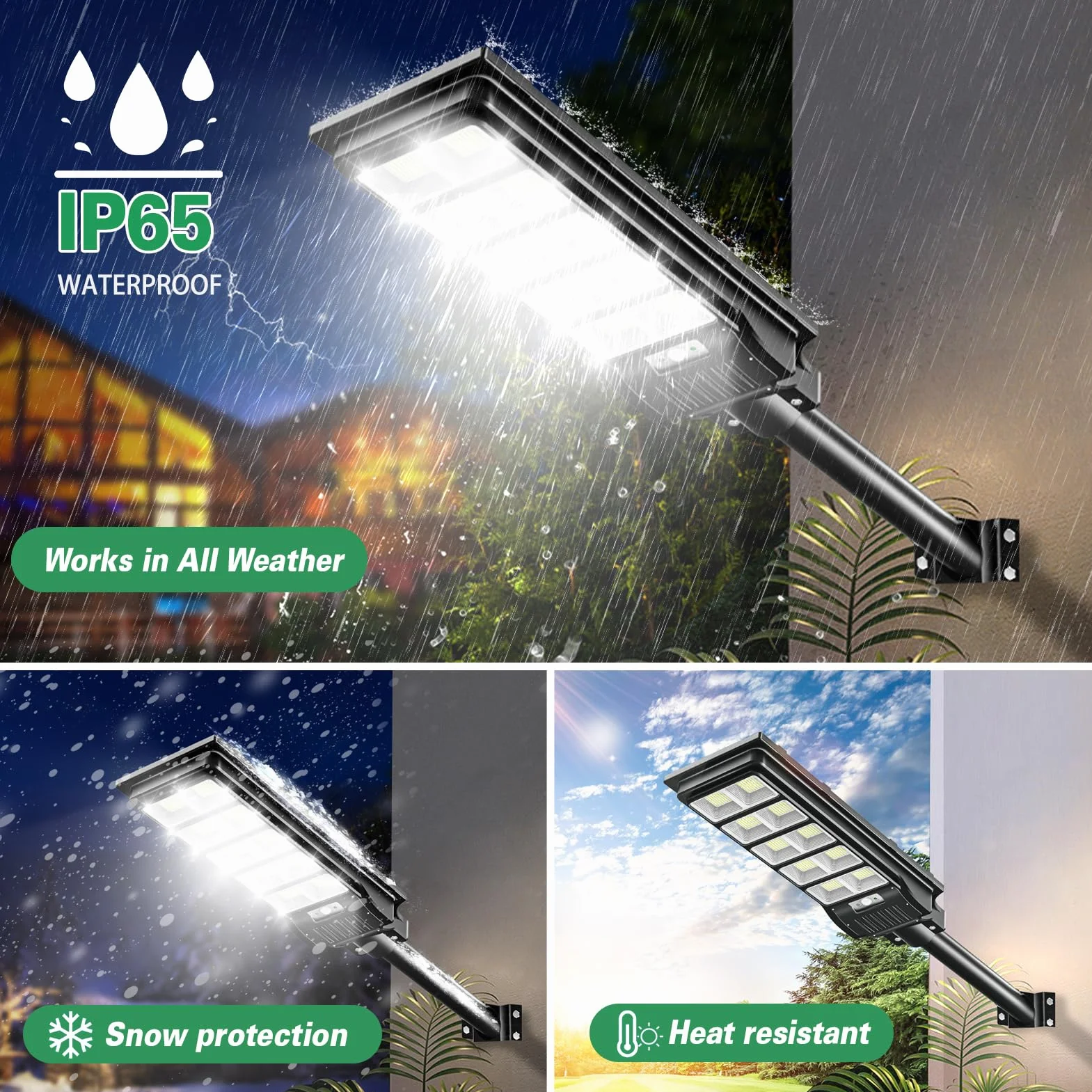 Papasbox Lampadaire Solaire Exterieur LED 500W avec Télécommande Détecteur de Mouvement 6500K