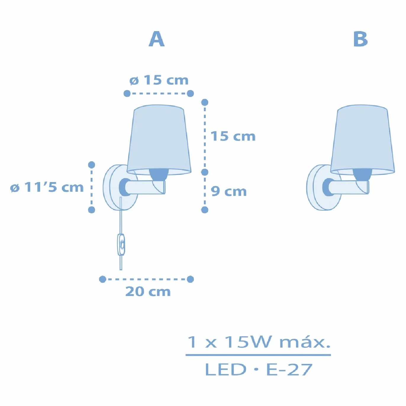 Dalber Applique Murale Enfant Star Light Étoiles Bleu E27
