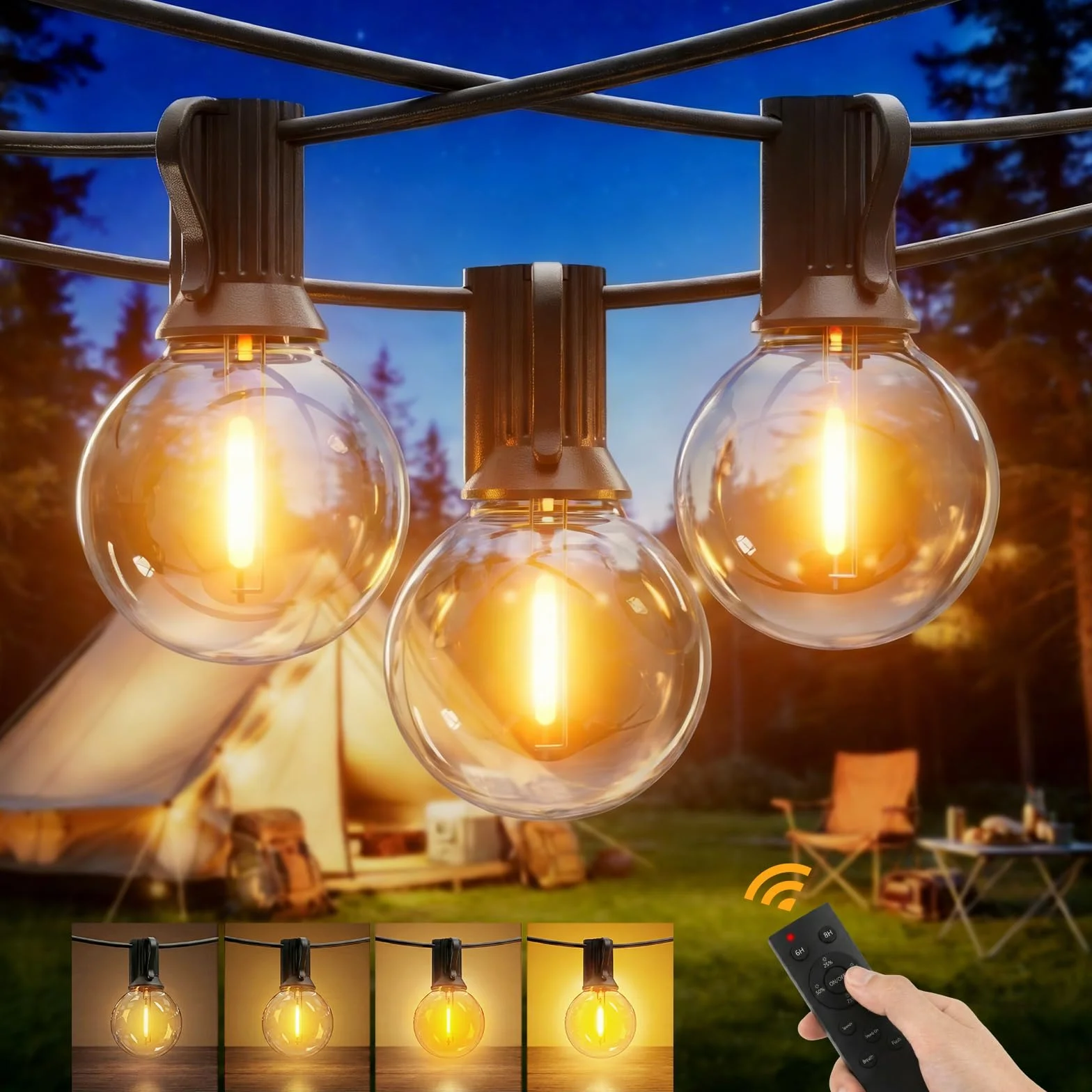 Yuusei Guirlande Lumineuse Exterieure 30M IP45 LED 100+4 G40 Ampoules avec Télécommande