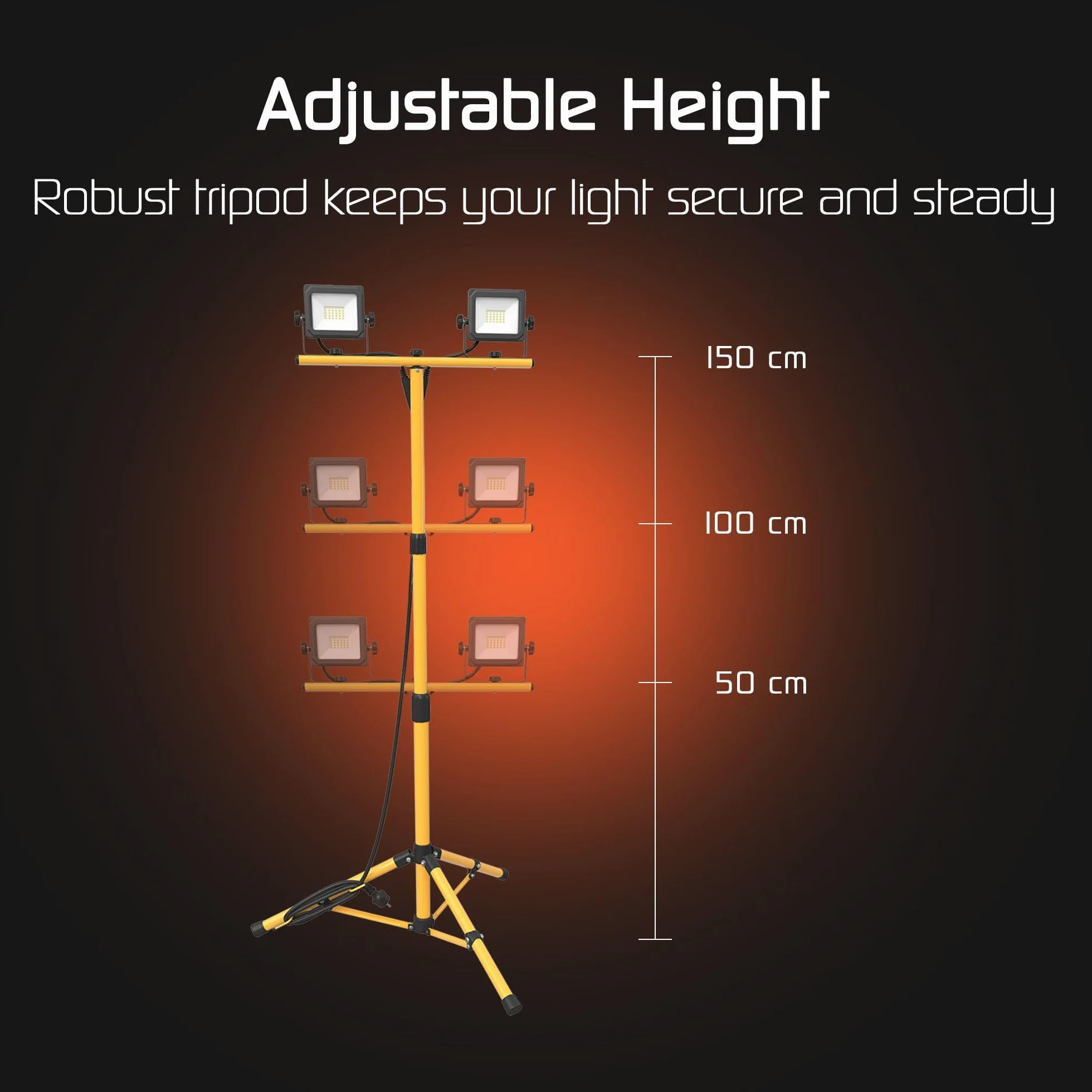 Ledvion Projecteur Double LED sur Trépied 2×20W 4000 Lumens 6500K IP65 Étanche Lampe de Chantier