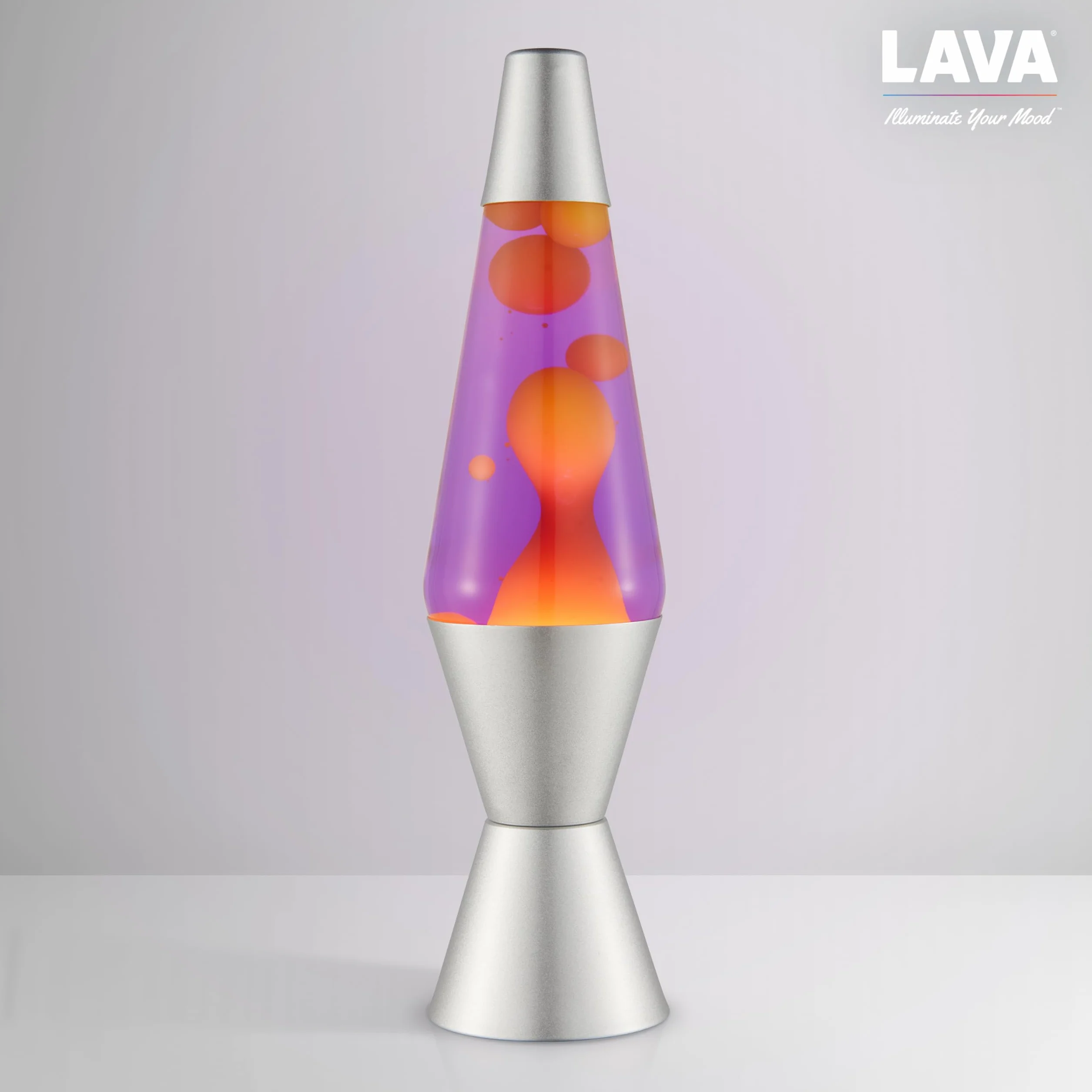LAVA® Lampe Lava 2125 14,5 pouces cire jaune liquide violet socle argenté