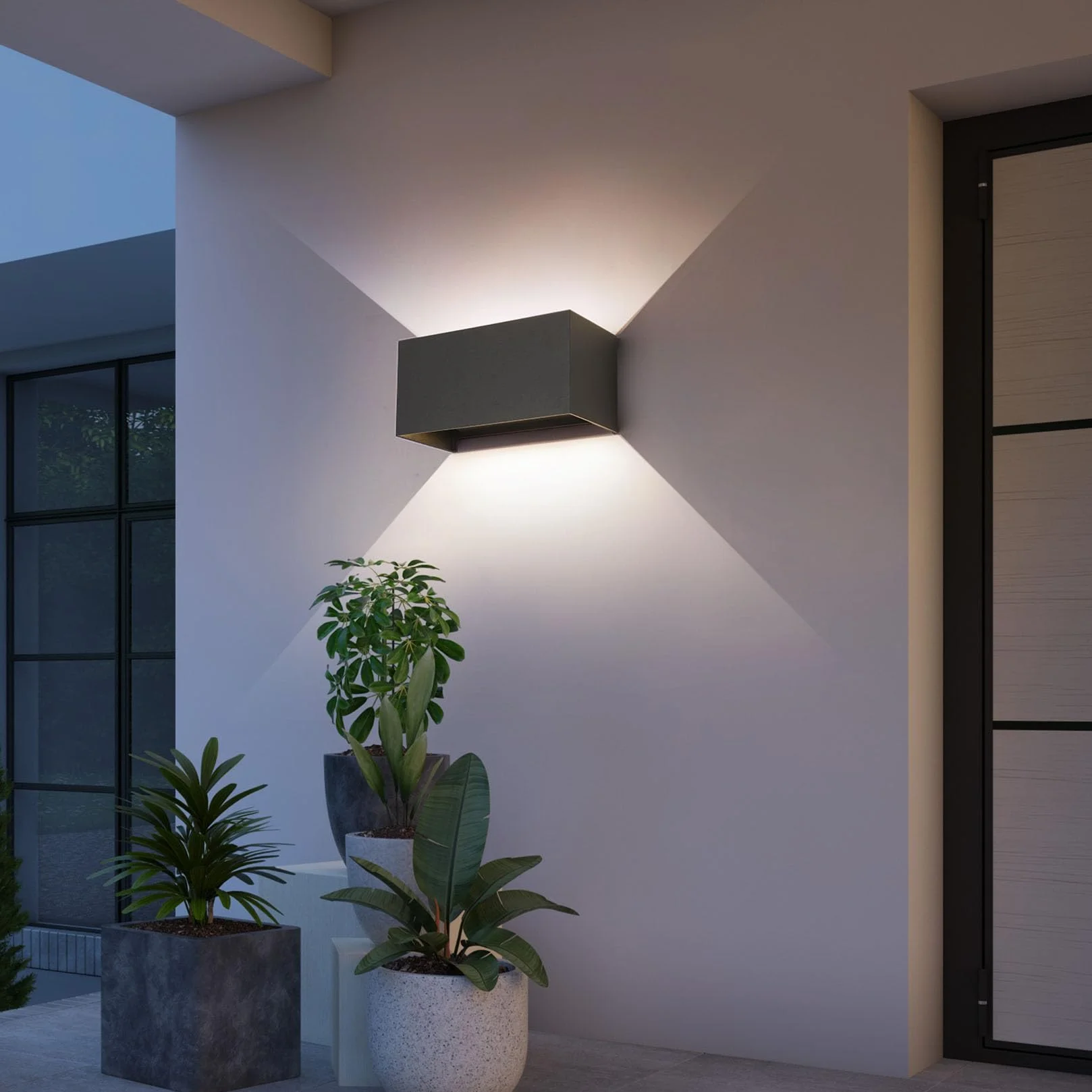 FUPE LED Applique Murale Extérieure IP65 25W Imperméable Aluminium Moderne Noir 4000k
