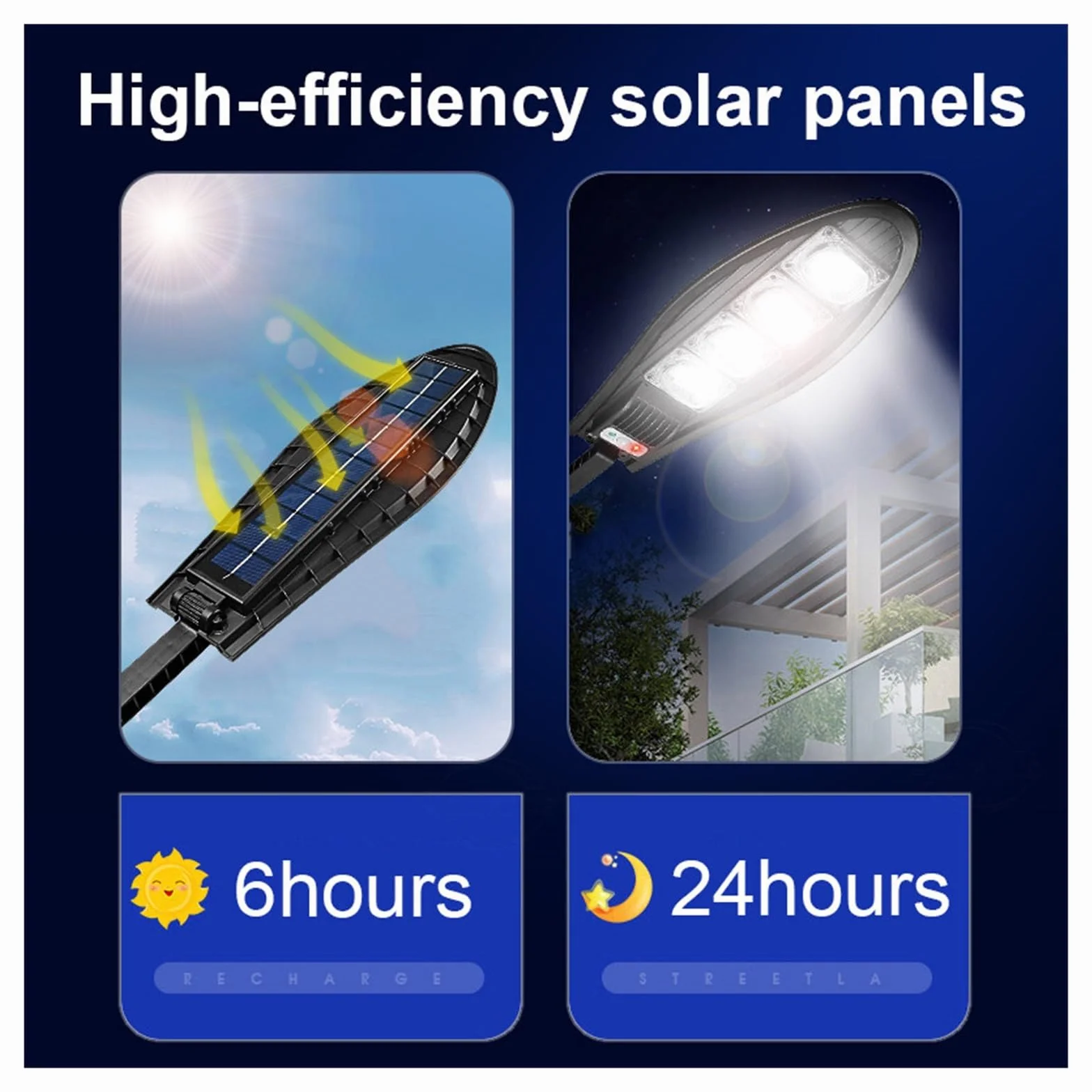 Réverbères Solaires Extérieur 8000W 3Modes Étanche Télécommande Haute Luminosité