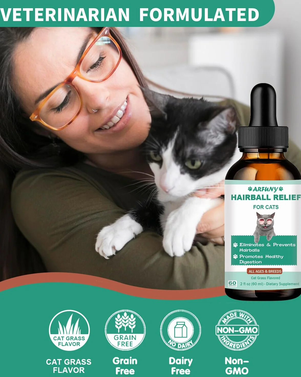 Anti Boule de Poil Chat Gouttes Anticrêpe 60ML avec Catnip et Vitamines