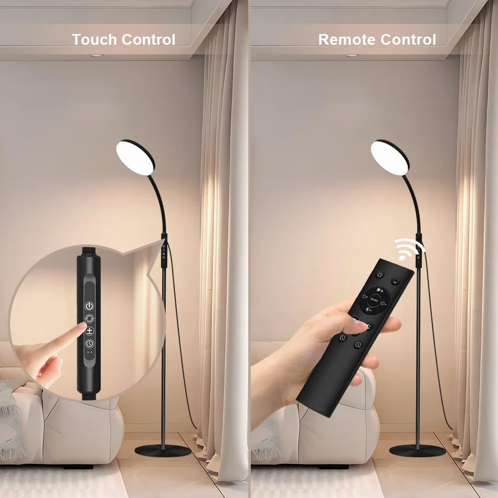 Mojimdo Lampadaire 20000 Lux Lampe à lumière du jour LED flexible intensité variable 5 couleurs 10 niveaux luminosité minuterie