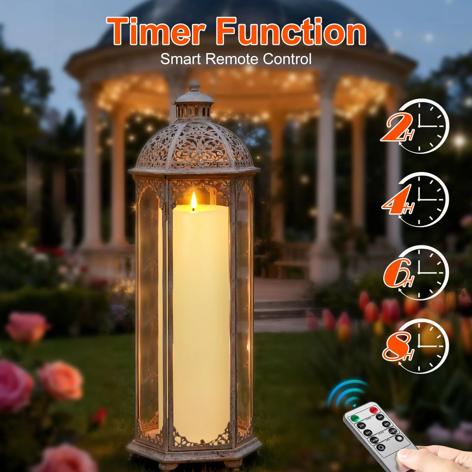 Ketom Lot de 2 Bougies LED Flamme Vacillante avec Timer, D10 x H35 cm, Télécommande, Sans Flamme, Ivoire
