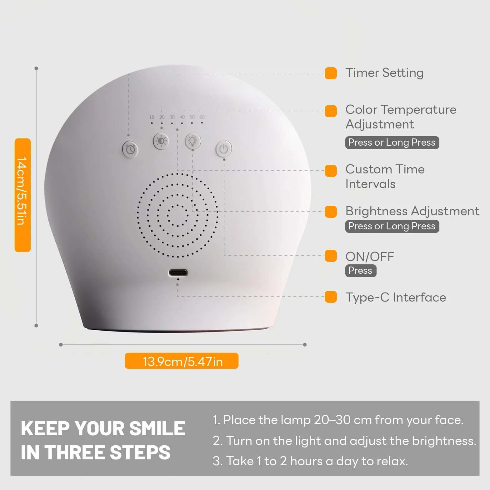 Lampe Luminothérapie 10000 Lux, Lumière du Jour Minuteur, 3 Températures 5 Luminosités, Spectre Complet sans UV