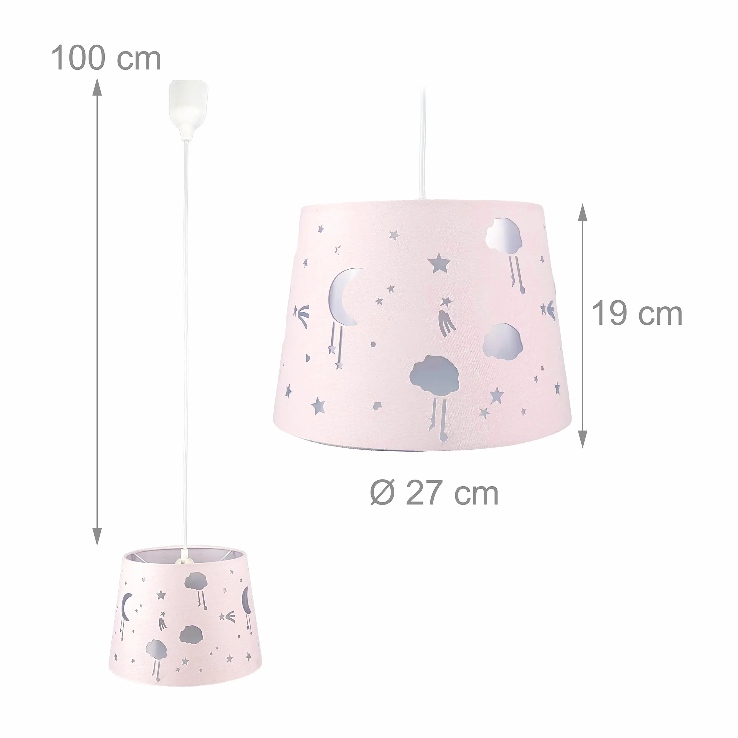 Relaxdays Lampe Suspendue Ciel étoilé Chambre d'enfant 119 x 27 x 27 cm Rose