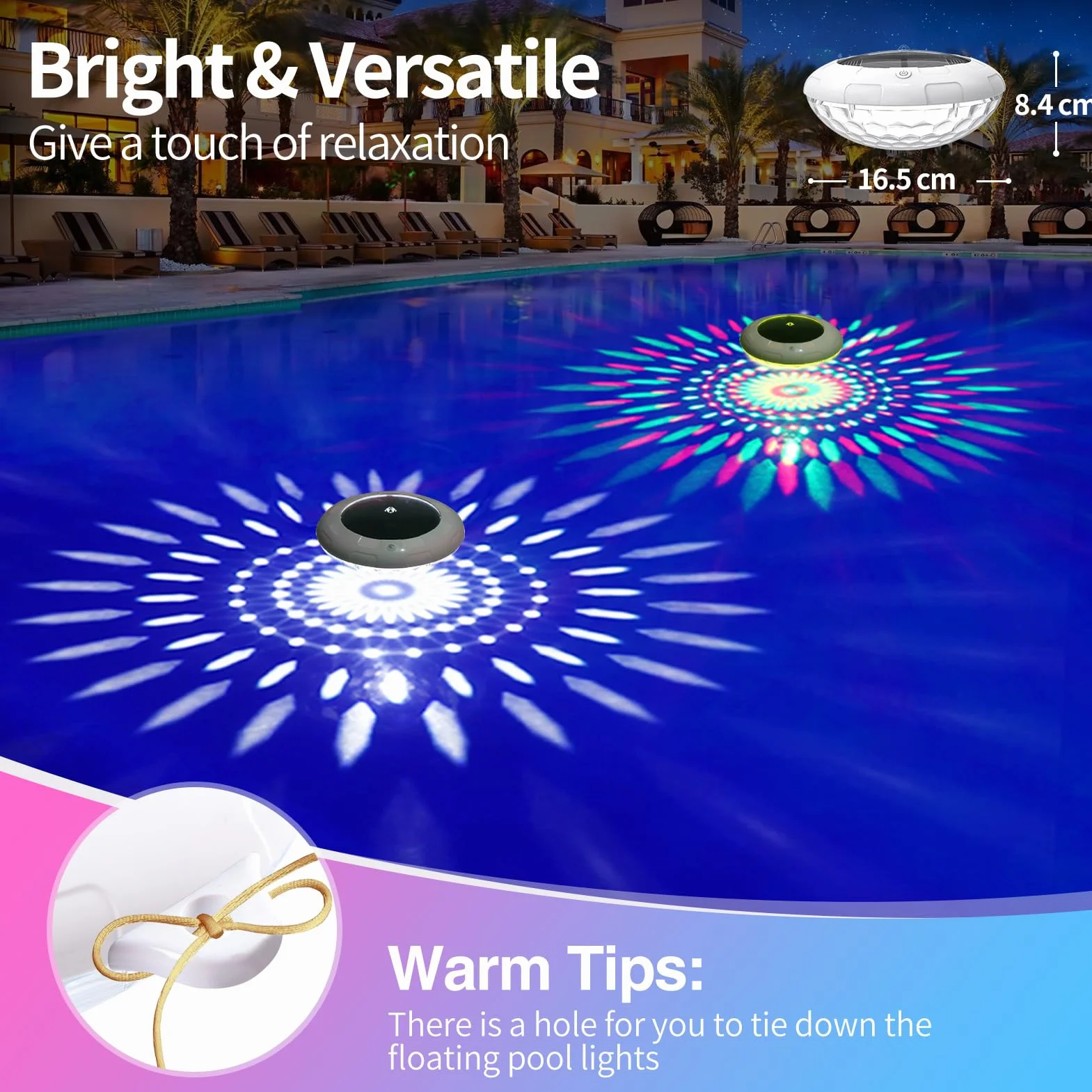 KingSom Lampe Piscine Flottante Solaire IP68 12 Modes Couleurs avec Télécommande