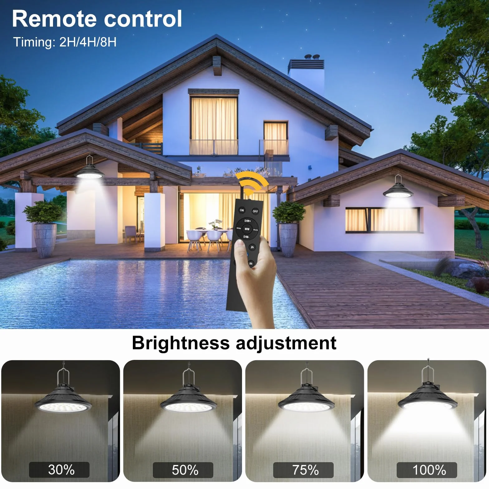 Lixada Lampes solaires extérieur IP66 étanches télécommande 3 températures 4 modes LED suspendues
