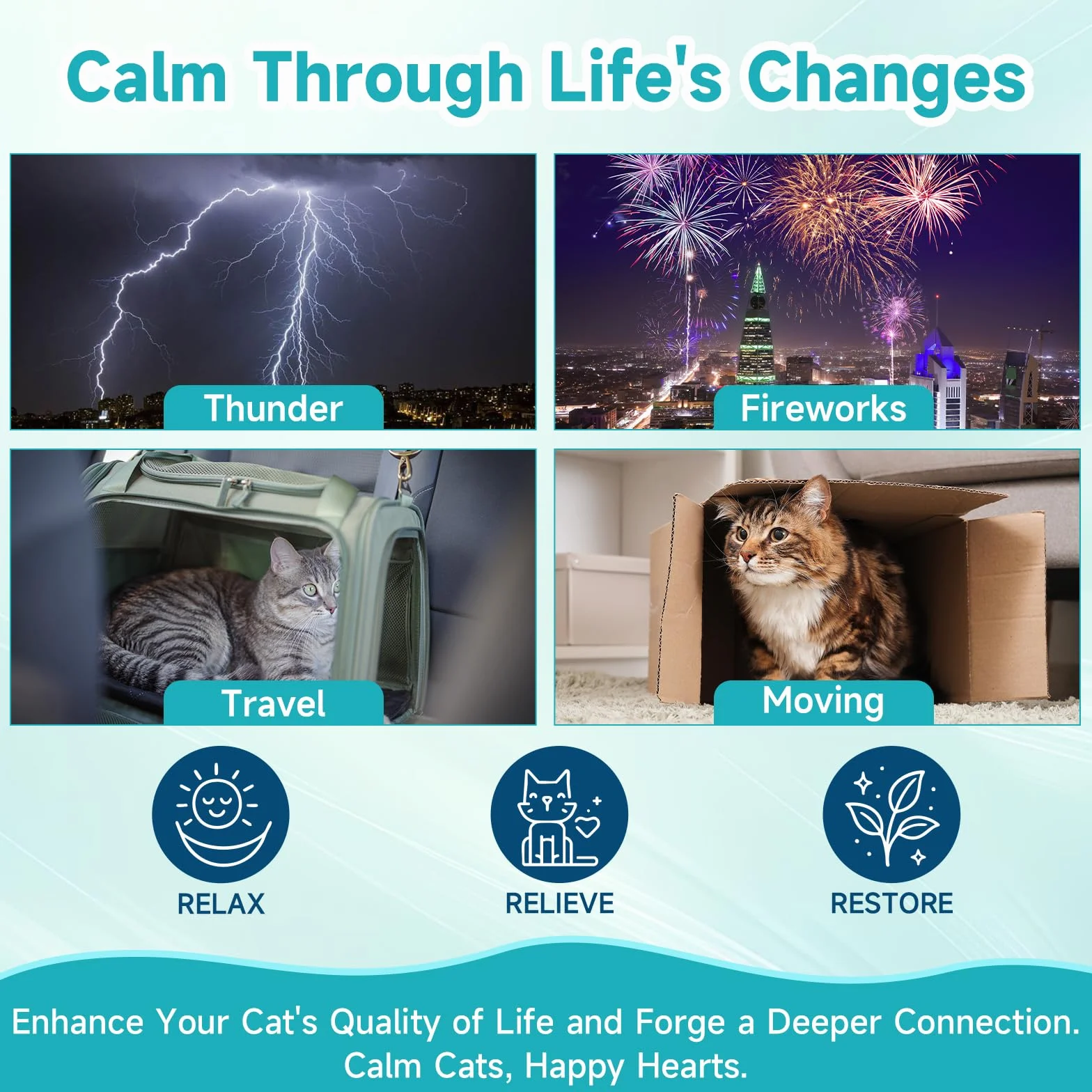 Woyamay Diffuseur Phéromones Chat 2 Diffuseurs + 4 Recharges 48 ML Anti Stress Apaisant Jusqu'à 120 Jours