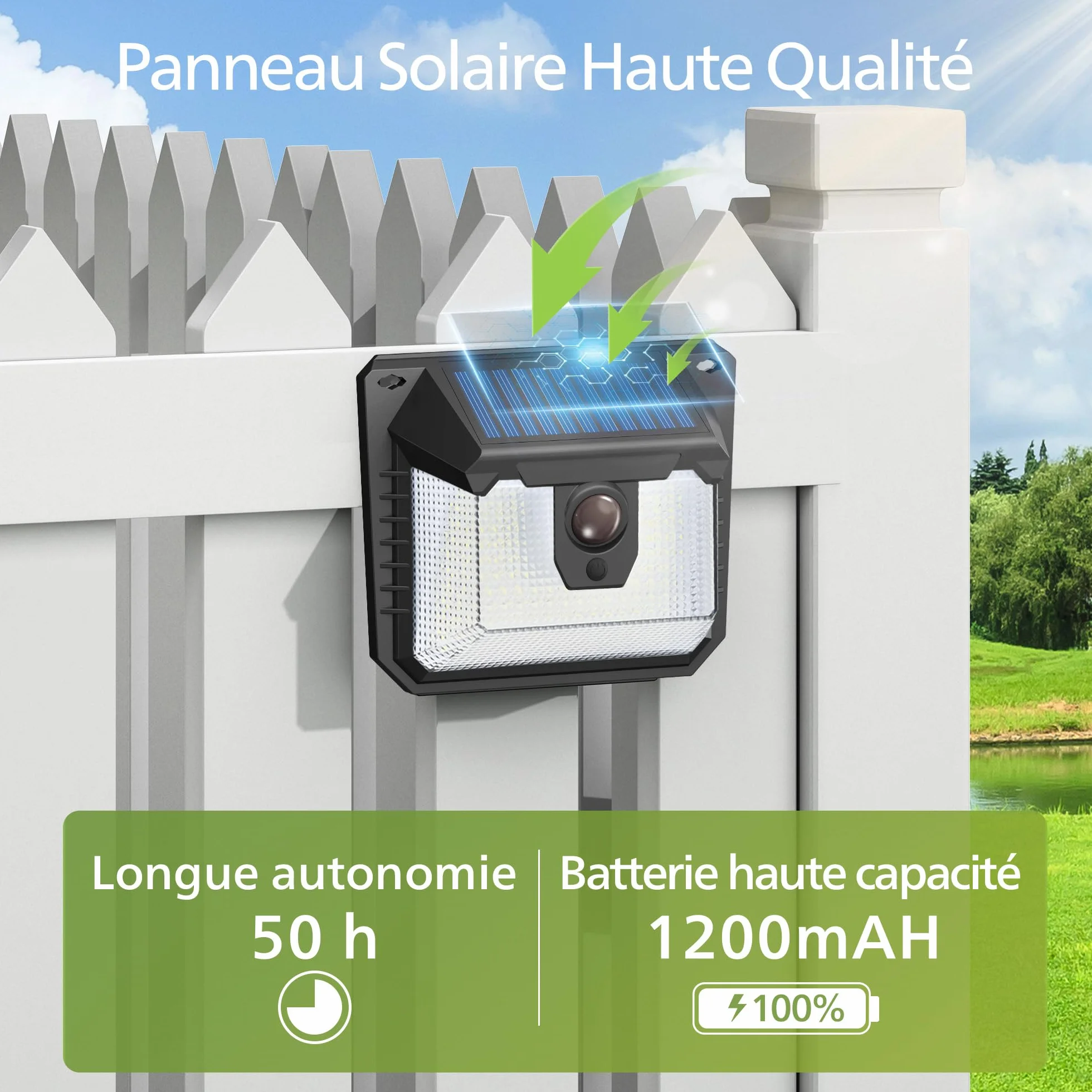 Philips Lampe Solaire Extérieur Détecteur 120 LEDs Sécurité 3 Modes Étanche Jardin Clôture Garage Lot de 2