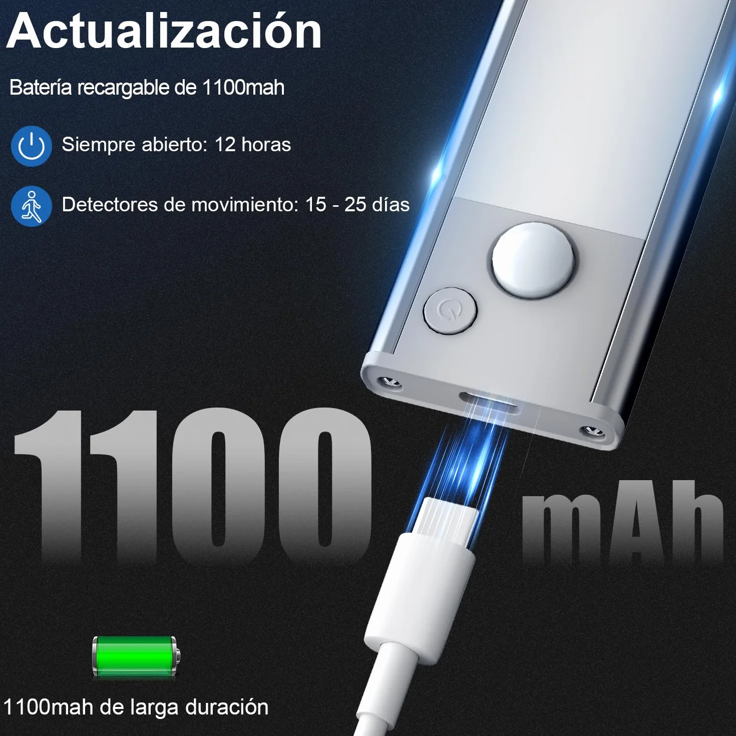 Lampe LED Rechargeable Cuisine Reglette Sans Fil Mouvement Detecteur Lumiere Interieur Sous Meuble Placard Eclairage USB Pile
