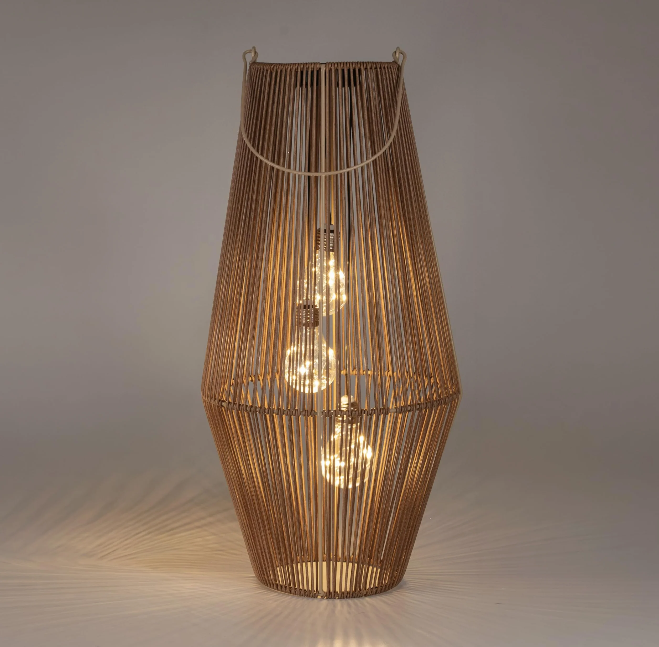 Formano Lanterne solaire d'extérieur 45 cm IP44 avec 3 LED Aspect rotin Capteur crépusculaire