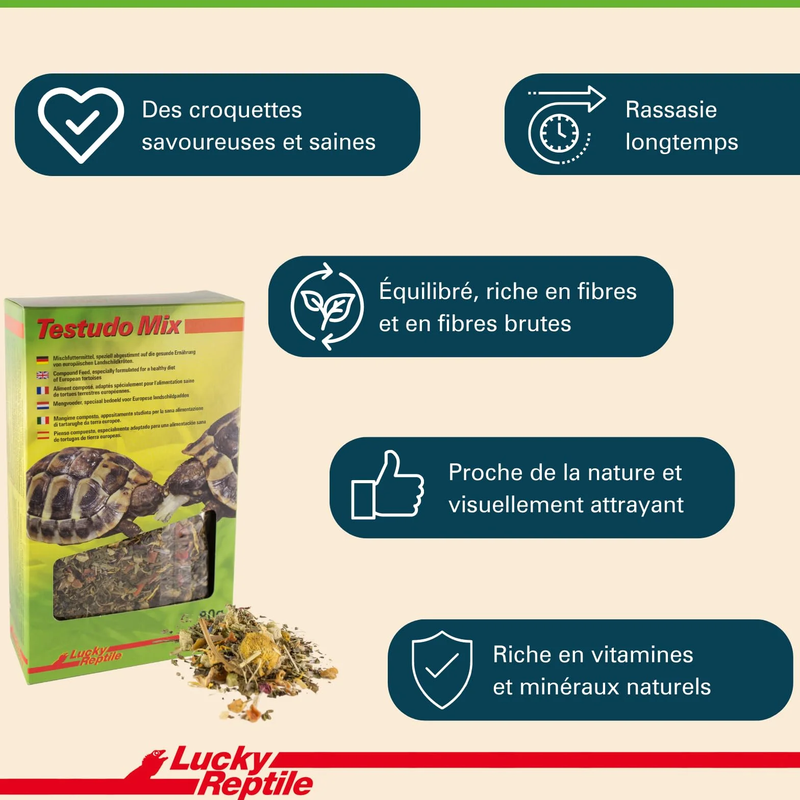 Lucky Reptile Testudo Mix 80g Nourriture pour Tortues terrestres avec Fleurs séchées & Herbes