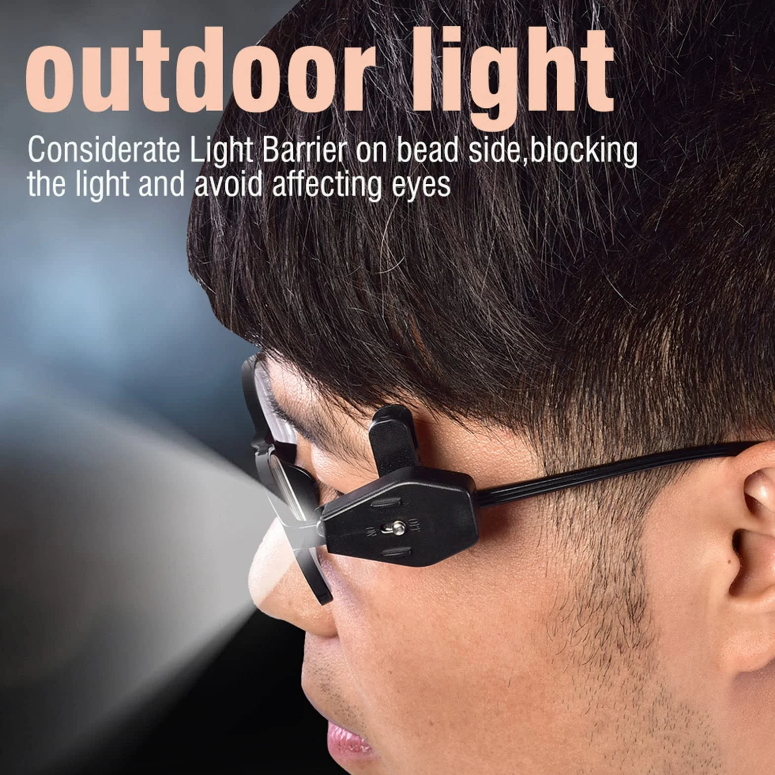 Lampe LED à pince pour lunettes, rotation 360°, portable mains libres
