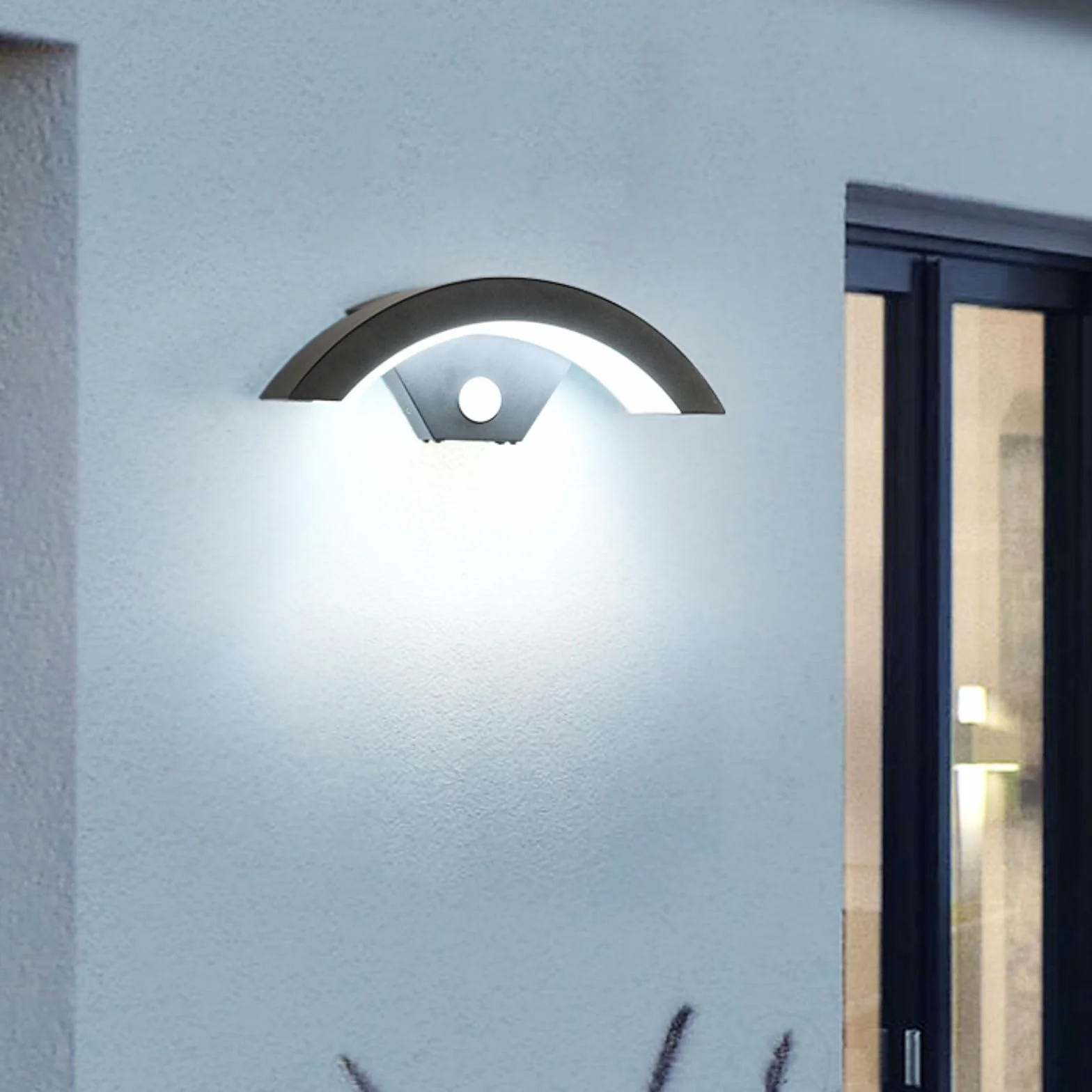 Applique Murale LED Extérieure 24W 2700LM Détecteur de Mouvement IP65 Imperméable Noir