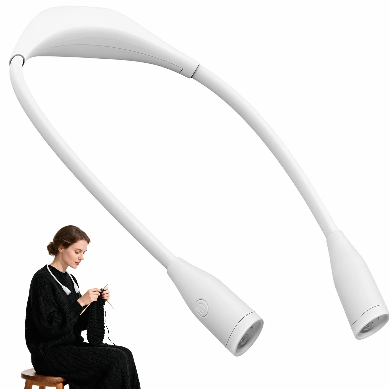 Lampe de Cou LED Rechargeable USB, Bras Flexibles 360°, 3 Couleurs 9 Niveaux Luminosité