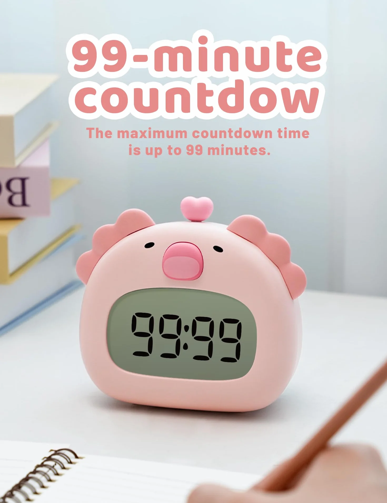 IHALO Cute Axolotl Réveil Enfant avec Veilleuse Écran LED 3,15 Pouces Rechargeable