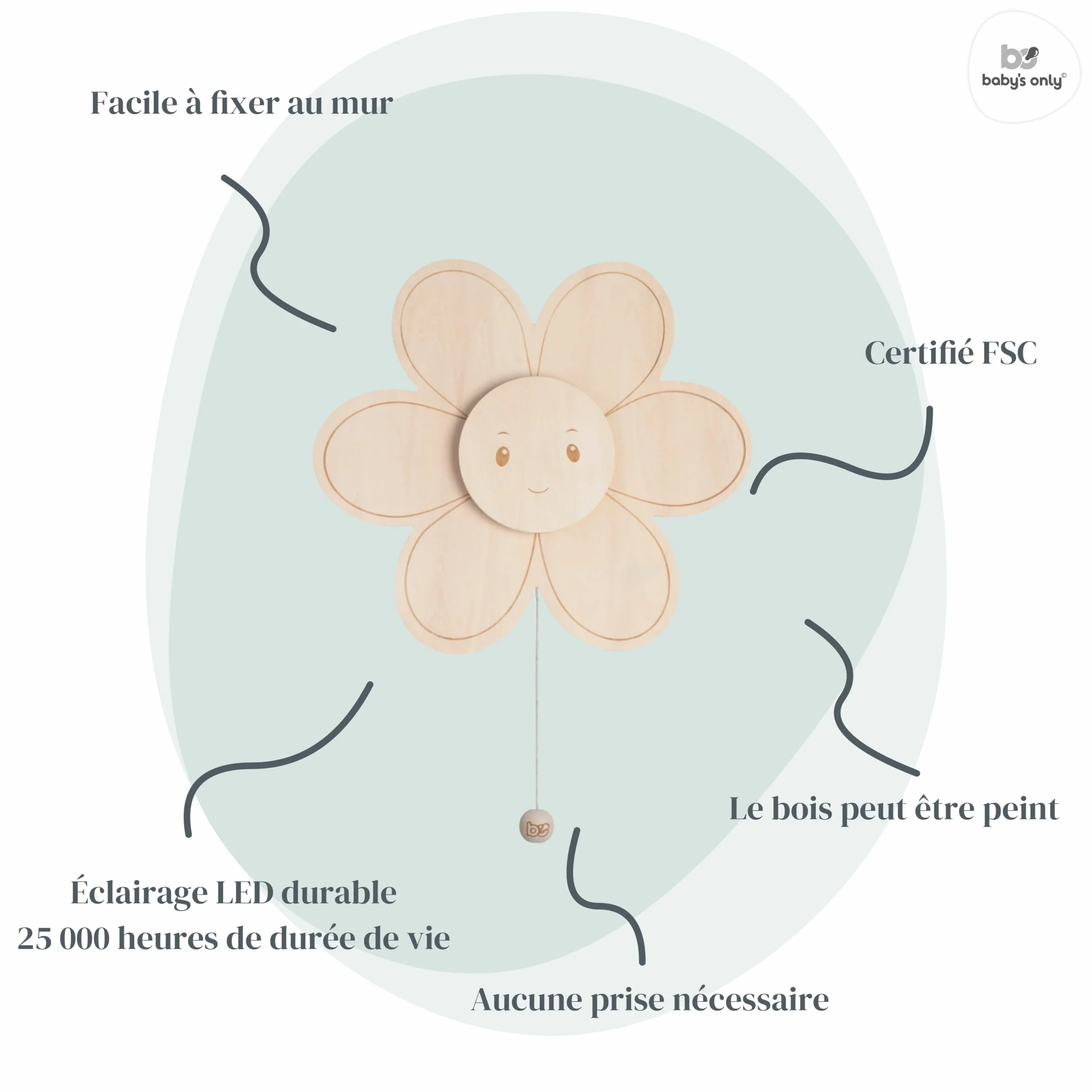 Applique Murale fleur Wonder Marron 27x30 cm