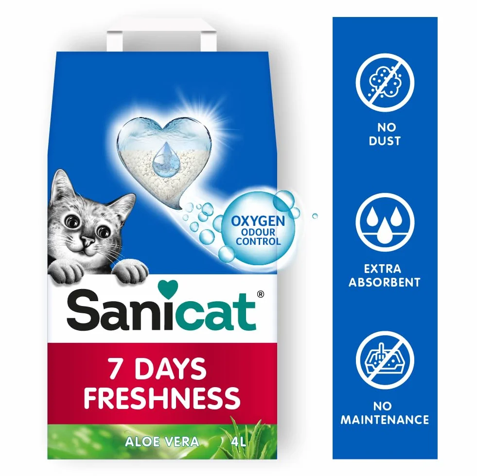 Sanicat Litière Classic parfum Aloe Vera 4 L Contrôle des odeurs 7 jours Absorption rapide