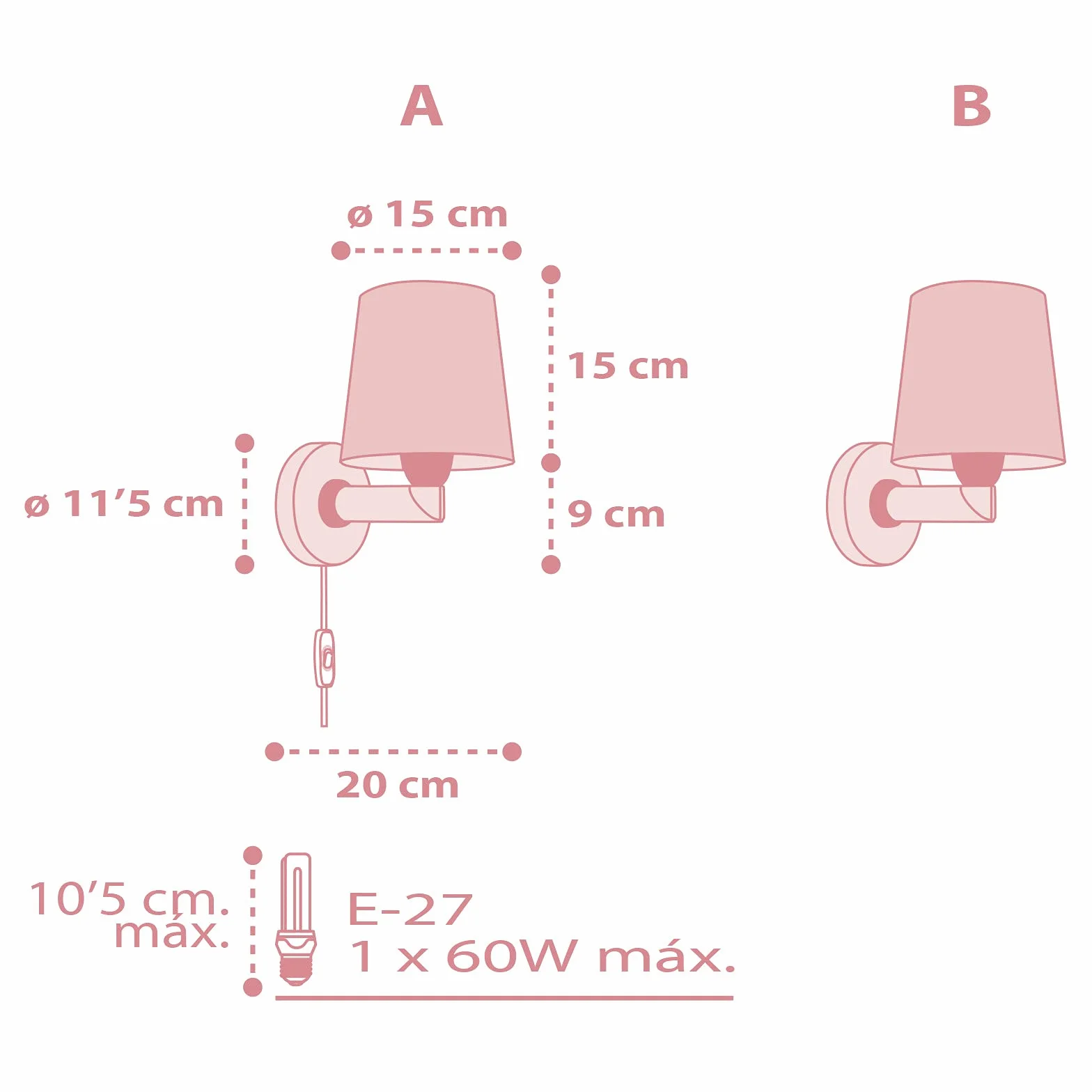 Dalber Applique Murale Enfant Star Light Étoiles Rose E27