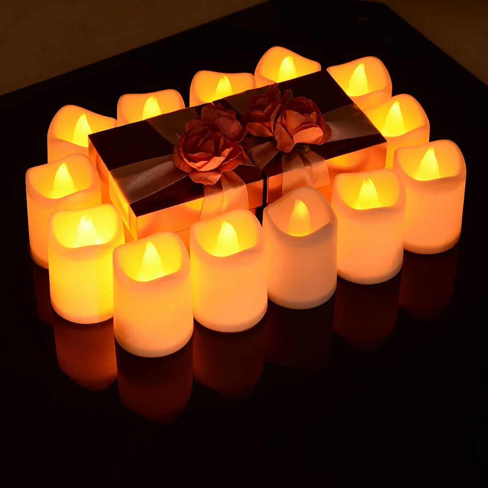 Litake Bougies LED 24 PCS Lumière Vacillante Chauffe-Plat sans Flamme avec Piles Décoration Fête