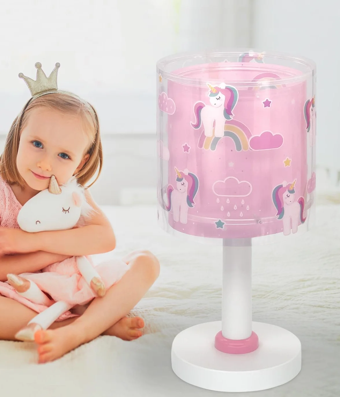 Dalber Lampe de chevet enfant Unicorns Licornes G4 LED 4 W Rose