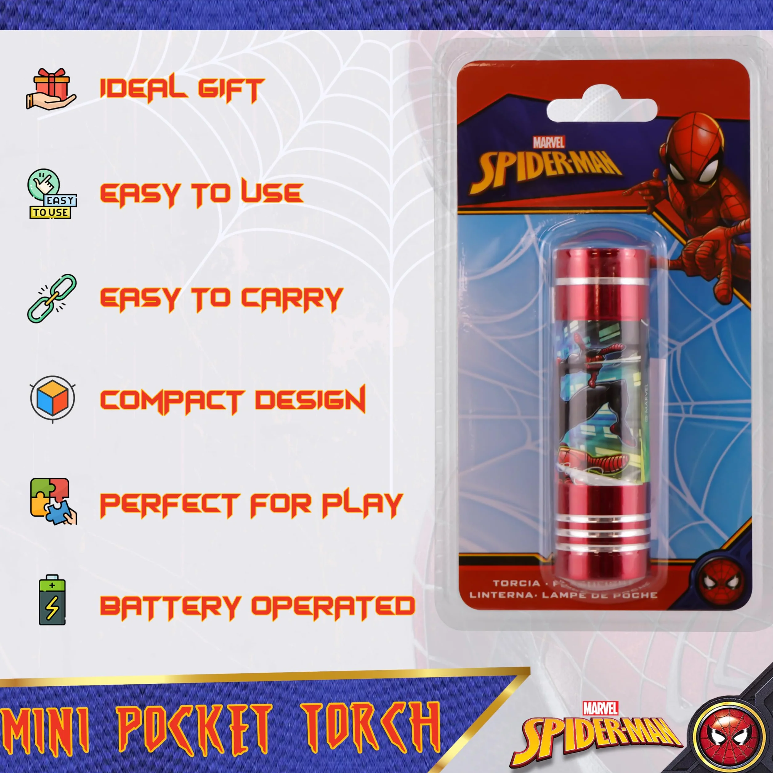 Lampe de poche Spiderman LED aluminium 8,7 cm pour enfants veilleuse Paw Patrol avec lanière