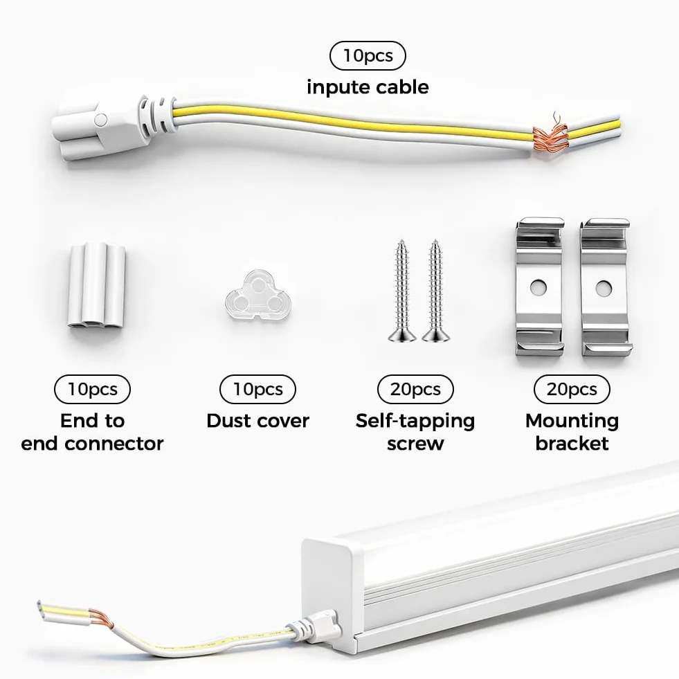 Réglette LED 120 cm IP65 étanche 36W 3996 Lumens 6500K Blanc Plafonnier Connectable Lot de 10
