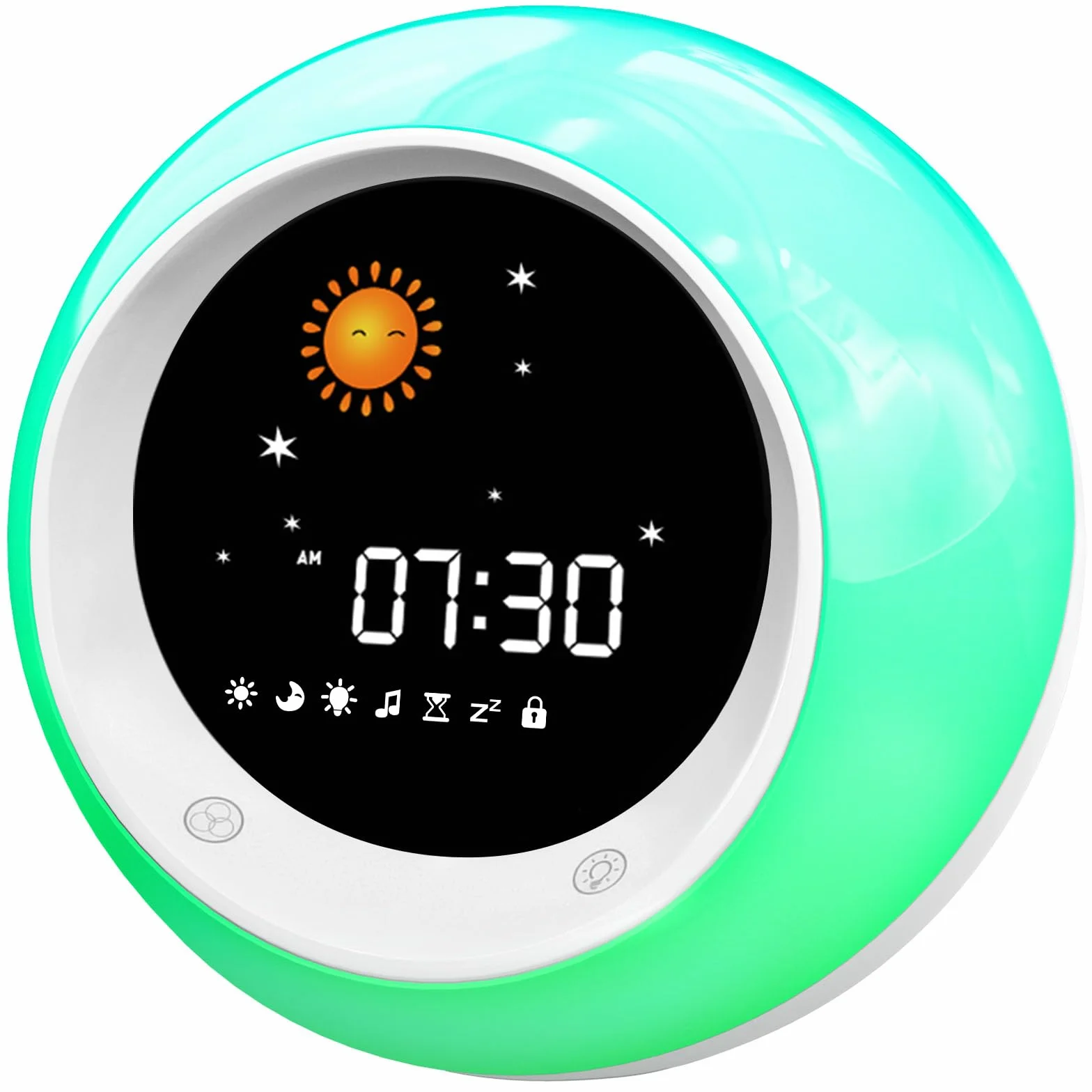 I·CODE Réveil Enfant Apprentissage Sommeil avec Affichage Lune Soleil Veilleuse Alarme Son Favorisant Sommeil