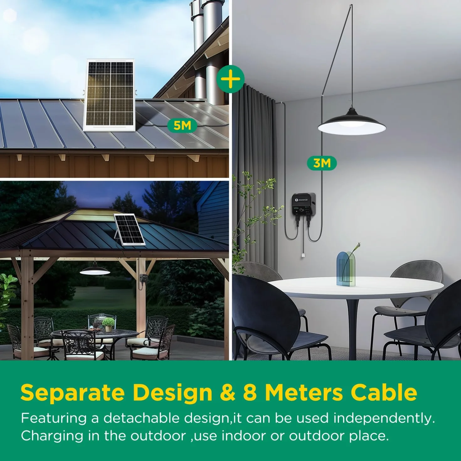 Lampe solaire extérieure 70W IP65 avec détecteur de mouvement et télécommande Aigostar