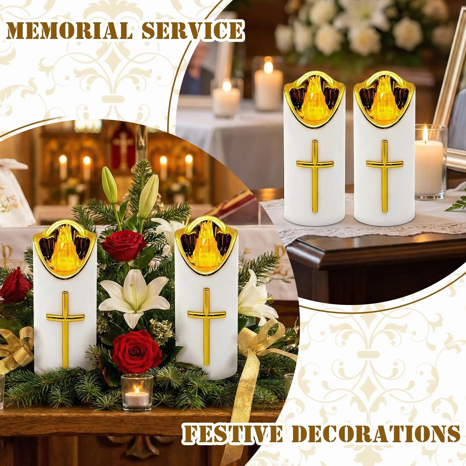 Bougies LED Cimetière 2 Pièces, Bougies Vacillantes Sans Flamme Résistantes à la Pluie Extérieur Blanc