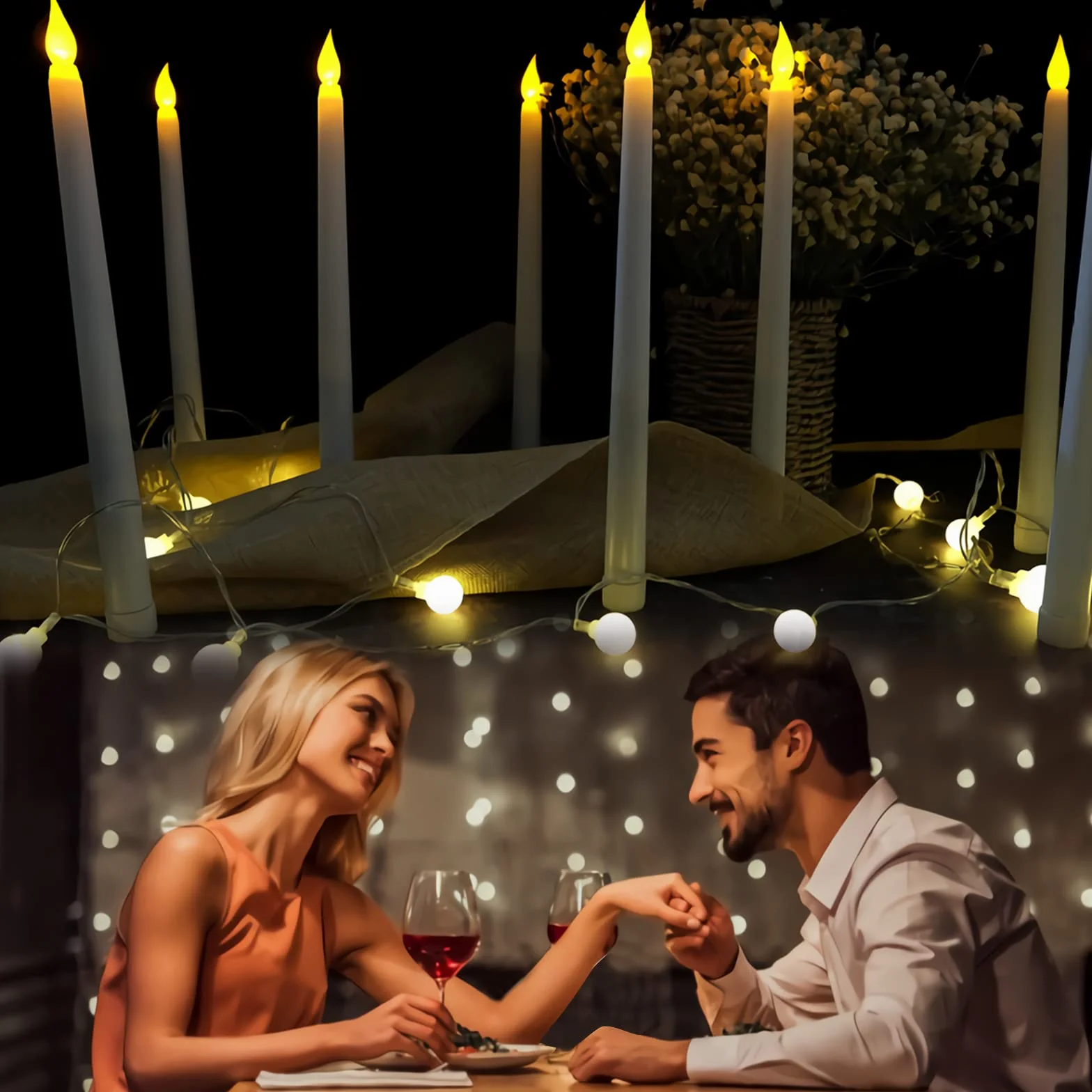 Bougies à LED sans Flamme, Bougie Électrique, Lampe pour Décoration de Fête