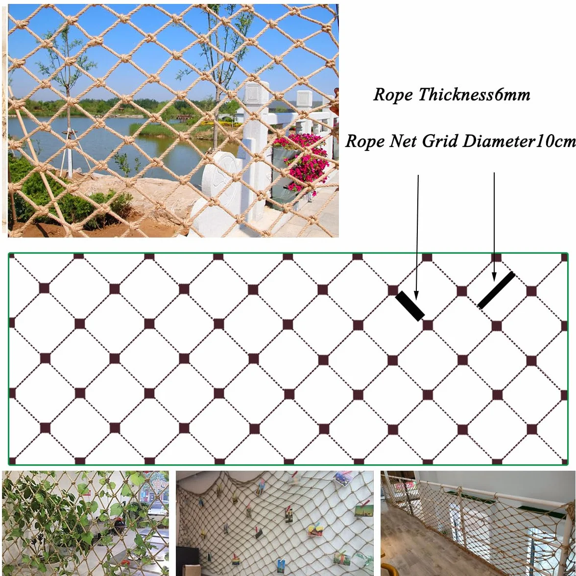 Filet Décoratif en Corde Jute et Chanvre Naturel 6 mm Protection Balcon Clôture Jardin 0.5x9m