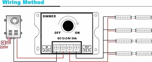 Aftertech 12V 24V 30A Power Dimmer 720W MAX Potentiomètre Manuel Bande LED