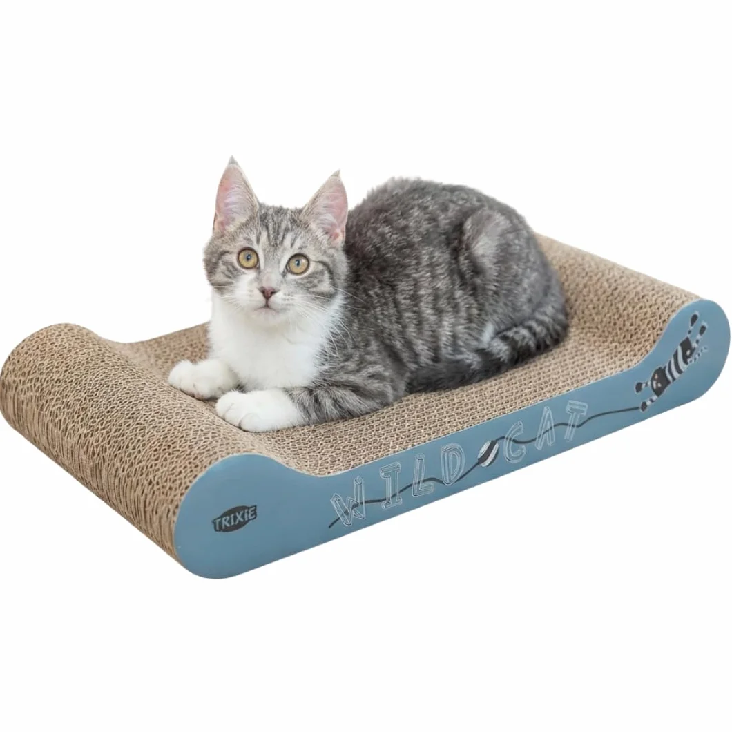 TRIXIE griffoir pour chat en carton ondulé robuste avec herbe à chat 41 × 24 × 7 cm