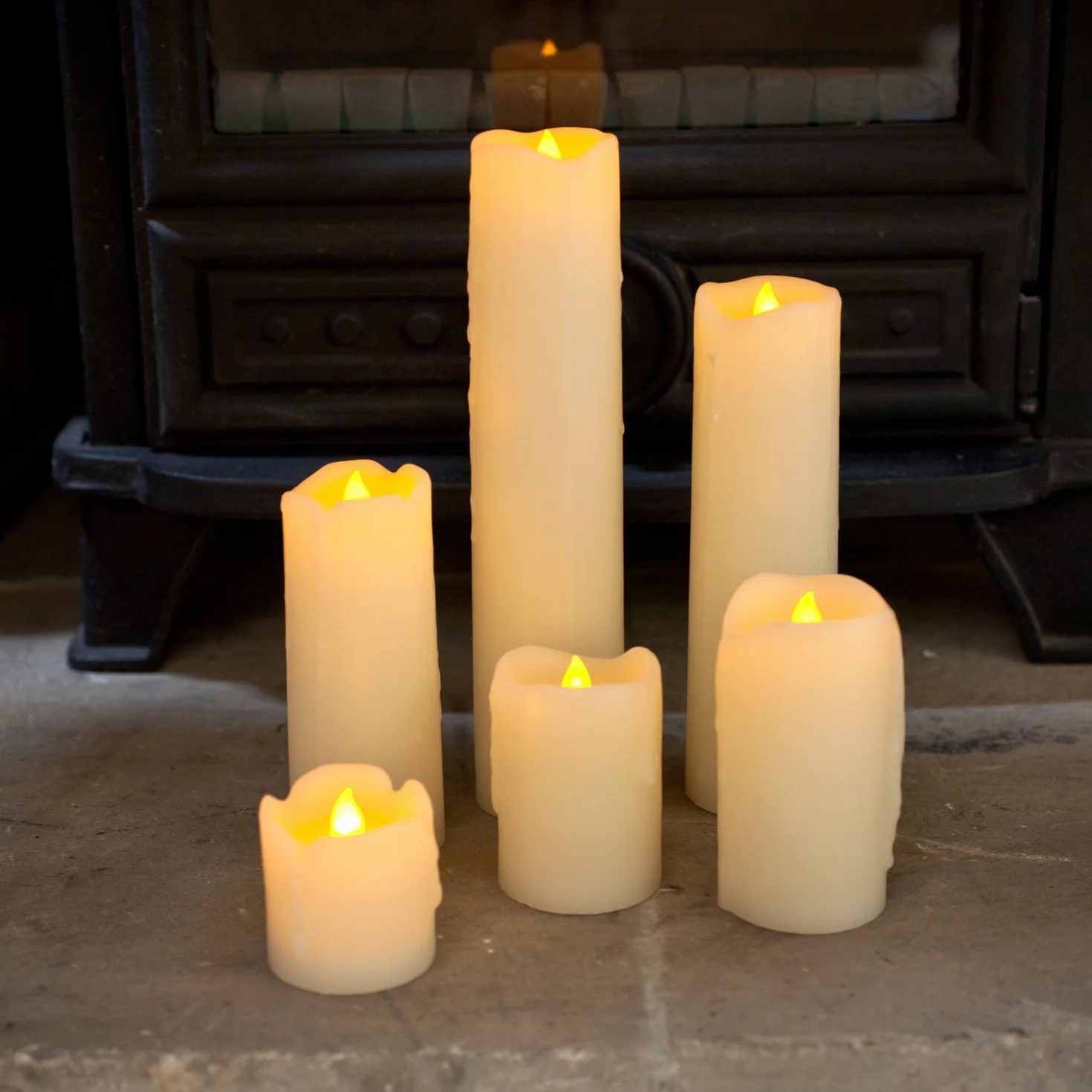Lights4fun Lot de 6 Bougies LED Blanc Chaud Piles Cire Véritable Ivoire Effet Fondu Décoration Intérieur