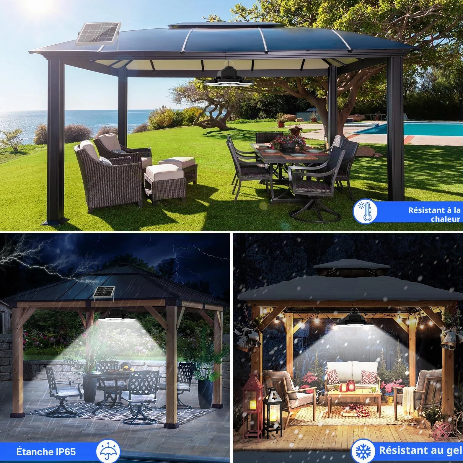 NATPOW Lampe Solaire Intérieur avec Détecteur de Mouvement 6000K IP65 Étanche pour Terrasse Garage