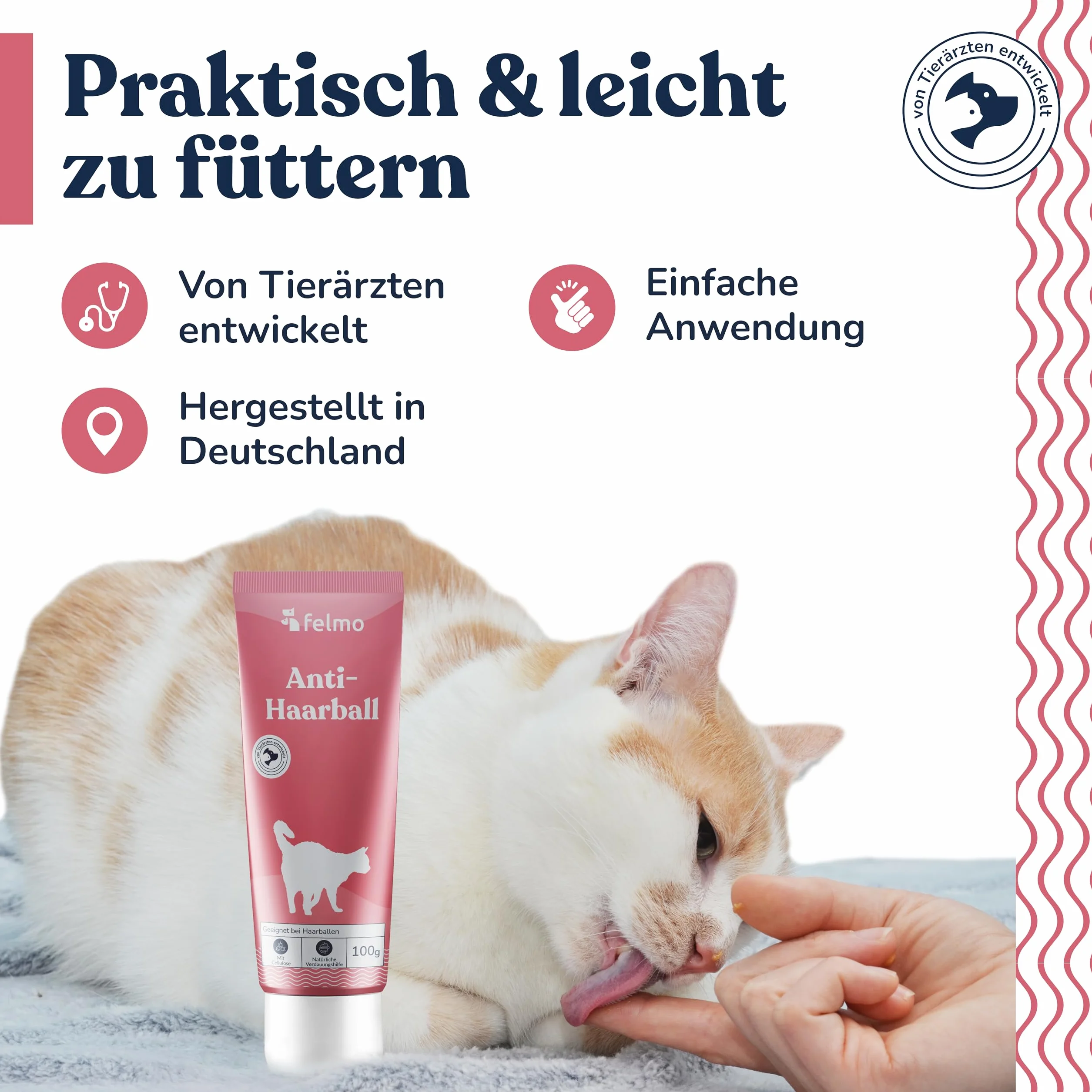 Felmo Pâte anti-poils pour chats 100 g - Empêche boules de poils, favorise digestion - Alternative herbe à chat