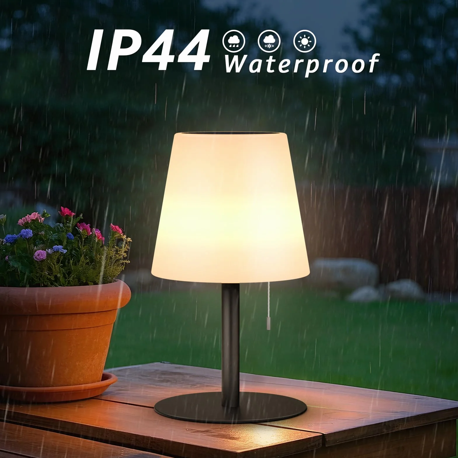 uuffoo Lampe de Table Solaire LED 2-en-1 Rechargeable 8 Couleurs IP44 Noir
