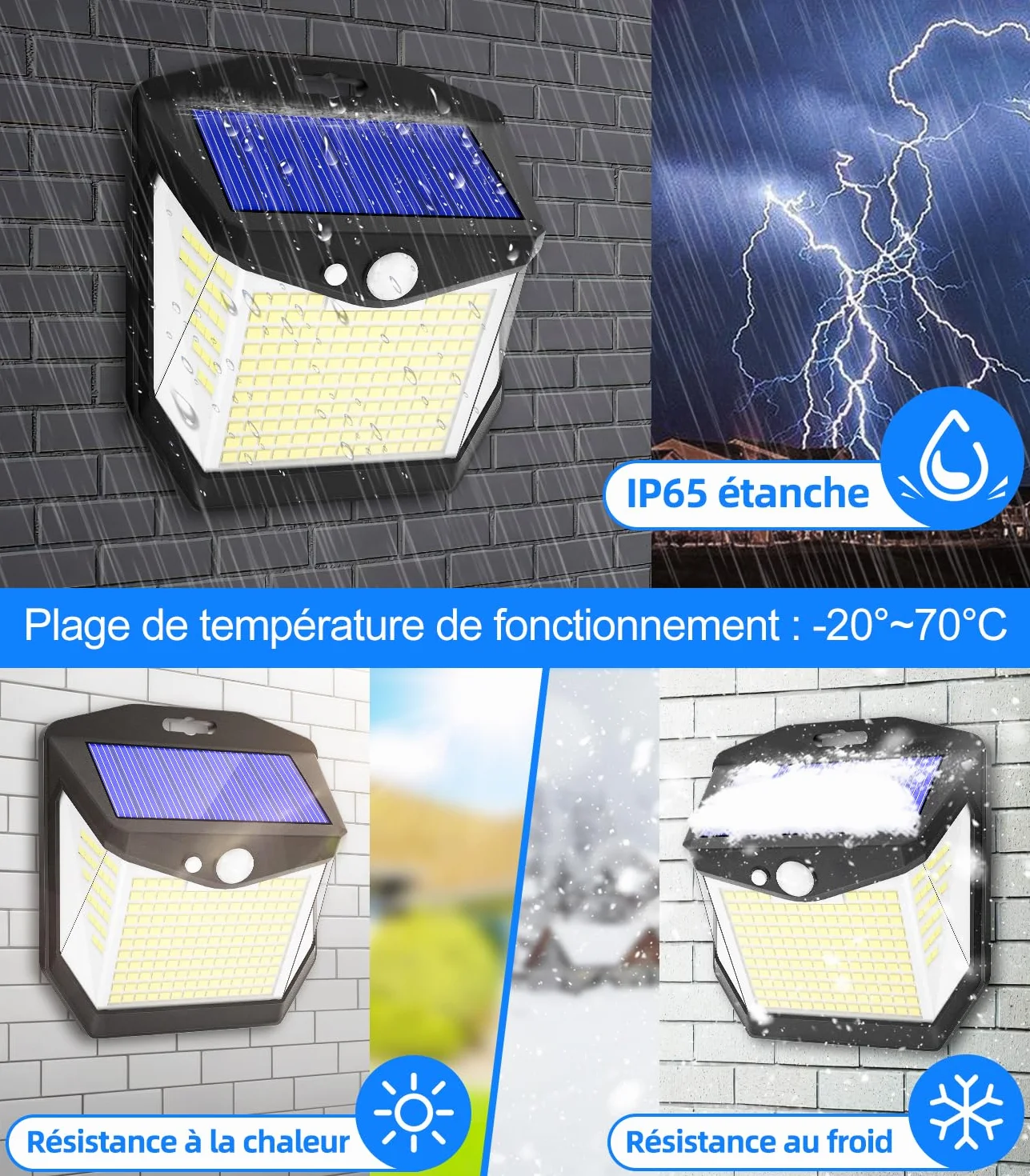 Vanranger Lampe Solaire Exterieur Détecteur Mouvement 248 LED IP65 Etanche 270° Sécurité sans Fil Lot de 4