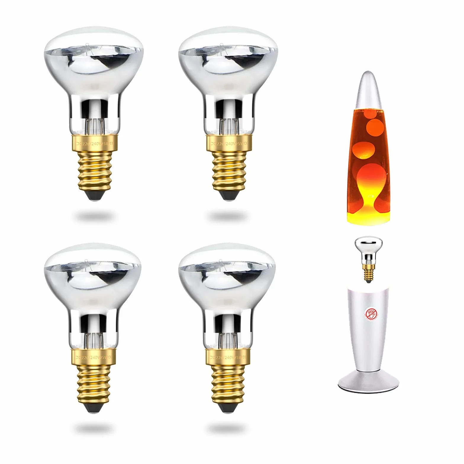 Bonlux 25W E14 R39 ampoule lampe à lave 4pcs