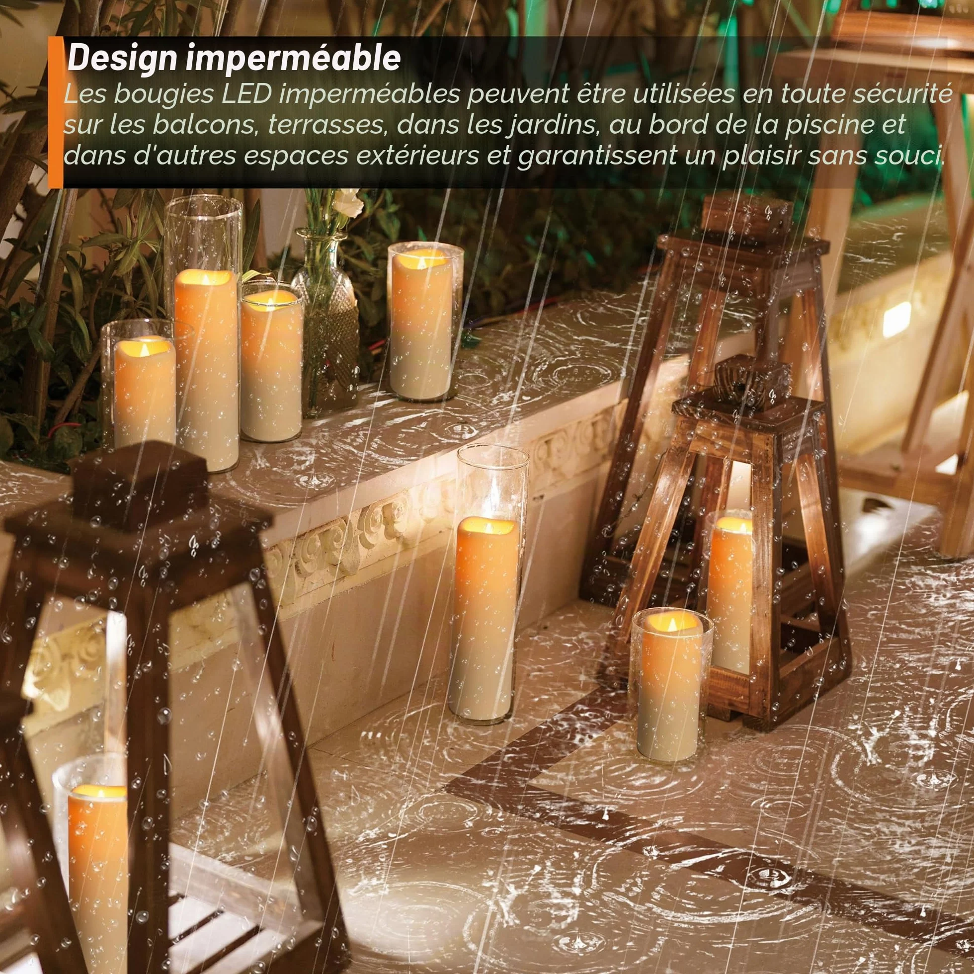 Bougies LED Sans Flamme Lot de 3 Extérieure Étanche avec Télécommande