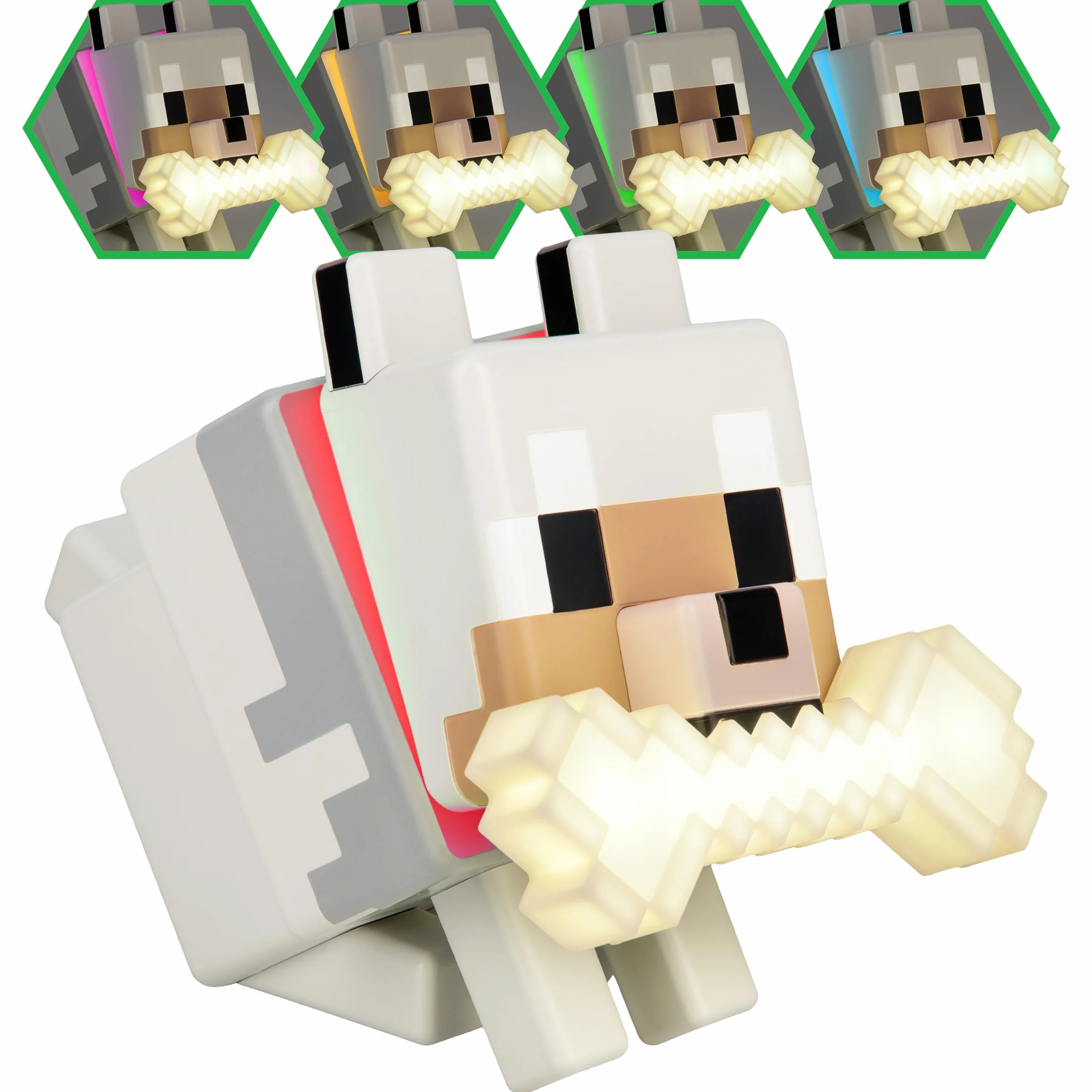 Paladone Lampe LED 3D Minecraft Wolf GloBuddies Officielle, Appuyez pour changer de couleur, Gaming